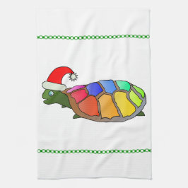 Paño De Cocina Tortuga navidad en Santa Hat personalizada