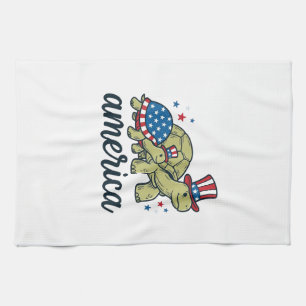 Paño De Cocina Tortuga Patriótica América Diseño de Grabado Vinta