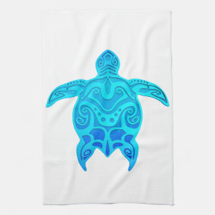 Paño De Cocina Tortuga tribal azul