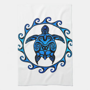 Paño De Cocina Tortuga tribal azul Sun