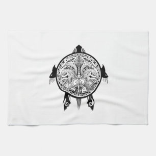 Paño De Cocina Tortuga tribal del tatuaje