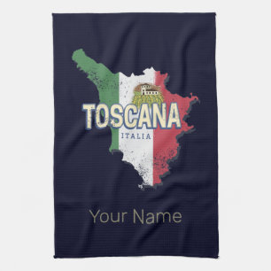 Paño De Cocina Toscana Italia Región Retro Mapa Vintage Fattoria