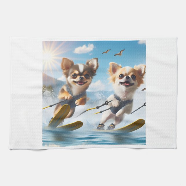 Paño De Cocina Toy dogs Waterskiing! (Horizontal)
