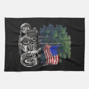 Paño De Cocina Tractor agrícola vintage bandera americana patriót