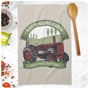 Paño De Cocina Tractor Antiguo Personalizado de Granjero Rural
