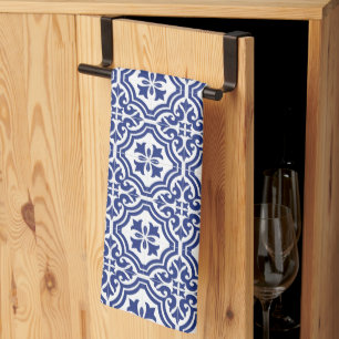 Paño De Cocina Tradicional Azulejo Español Azul y Blanco