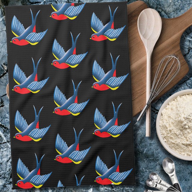 Paño De Cocina Tragar el tatuaje azul rojo (Subido por el creador)