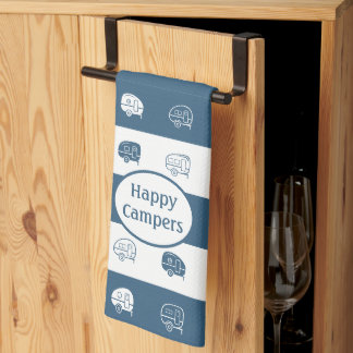 Paño De Cocina Trailer RV Retro Campers Happy Campers Dusty Blue 