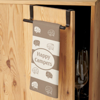 Paño De Cocina Trailer RV Retro Feliz Campers Marrón claro y crem