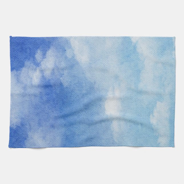 Paño De Cocina Tranquilo Personalizado Sky Dreams Watercolor Azul (Horizontal)