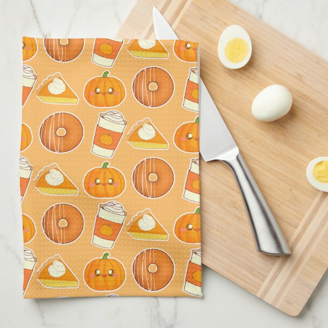 Paño De Cocina Tratamientos de calabaza en temporada de otoño (Doblado Cuarto)