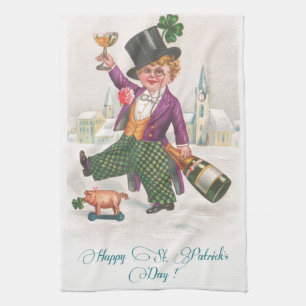 Paño De Cocina Trébol feliz Champán del día del St Patricks del