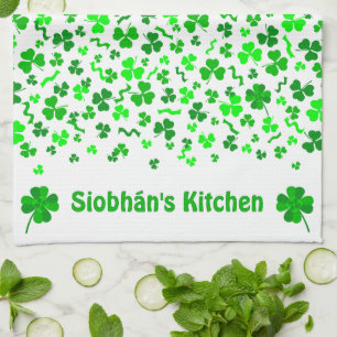 Paño De Cocina Tréboles de Shamrocks Irlandeses Afortunados Perso