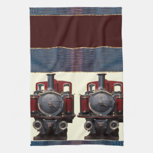 Paño De Cocina Tren Azul Y Rojo