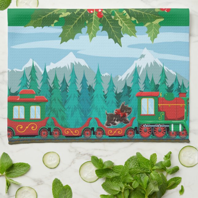 Paño De Cocina Tren navideño (Doblado)
