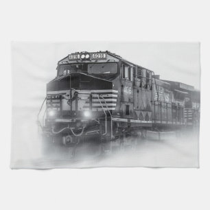 Paño De Cocina Trenes en blanco y negro