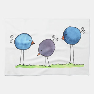 Paño De Cocina Tres Aves acuarelas singulares