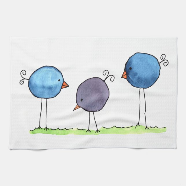 Paño De Cocina Tres Aves acuarelas singulares (Horizontal)