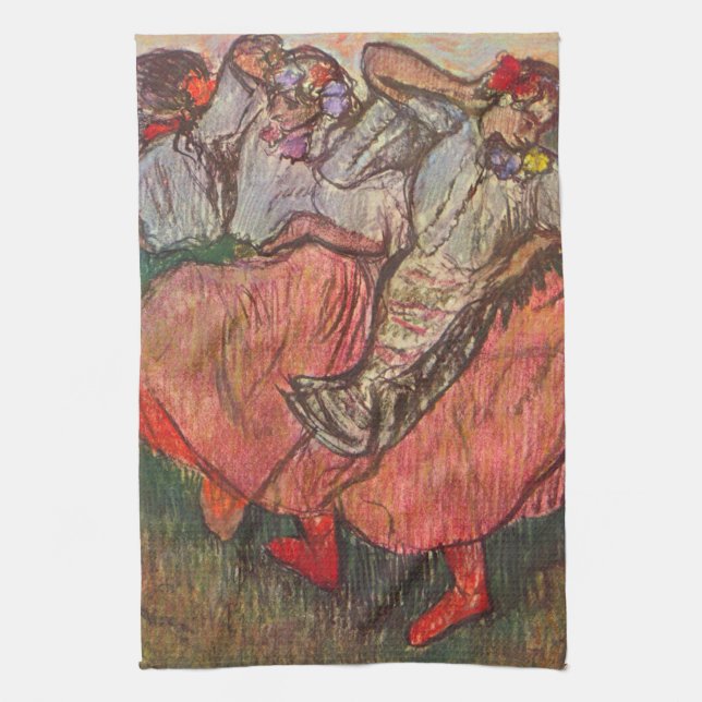 Paño De Cocina Tres bailarinas rusas de Edgar Degas (Vertical)