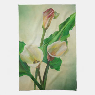 Paño De Cocina Tres Calla Lilies Asombroso Acrílico Botánico