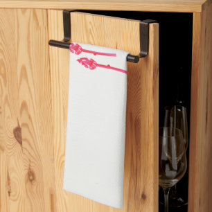 Paño De Cocina Tres flores rosas con fondo negro