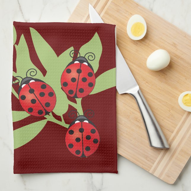 Paño De Cocina Tres mariquitas afortunadas (Doblado Cuarto)