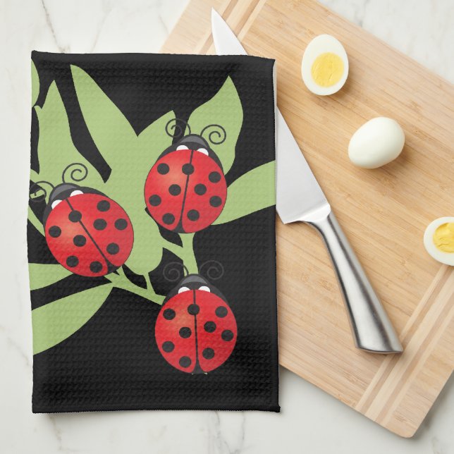 Paño De Cocina Tres mariquitas afortunadas (Doblado Cuarto)