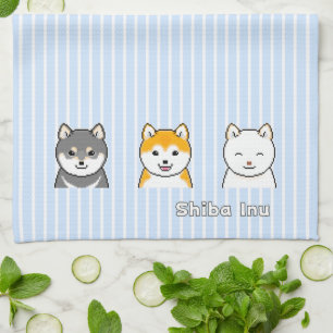 Paño De Cocina Tres Perros Inu Shiba Con Diferentes Colores De Ab