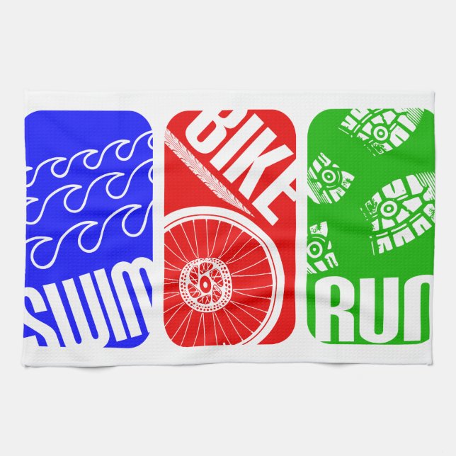 Paño De Cocina TRI bloques del color del Triathlon (Horizontal)