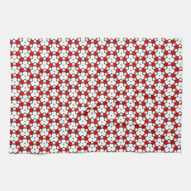 Paño De Cocina Tri Floral Red White Geométrico (Horizontal)