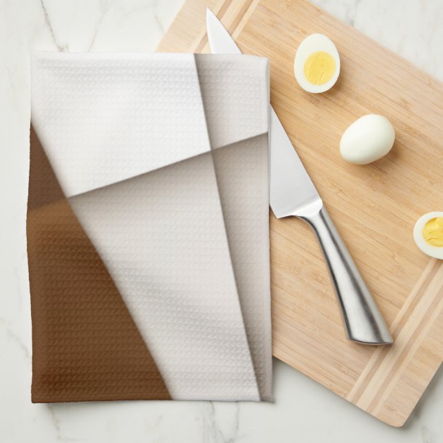 Paño De Cocina Triángulo beige inclinado con sombra, estilo liso (Doblado Cuarto)