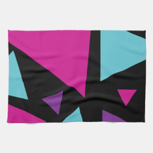 Paño De Cocina Triángulos en rosa, púrpura, azul y negro