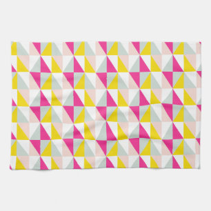 Paño De Cocina Triángulos geométricos rosados y modelo amarillo