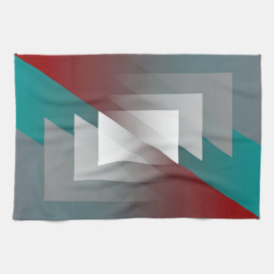 Paño De Cocina Triángulos grises verde azulados en burdeos