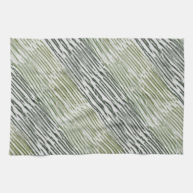 Paño De Cocina Tribal Green Stripes Abstract Pattern  (Horizontal)