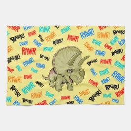 Paño De Cocina Triceratops dice "¡Rawr!"
