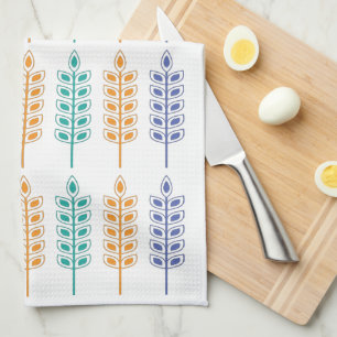 Paño De Cocina Trigo escandinavo en azul brillante, amarillo y ve