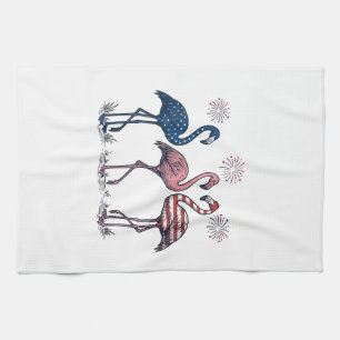Paño De Cocina Trío de Flamencos Patrióticos Diseño de Grabado Vi
