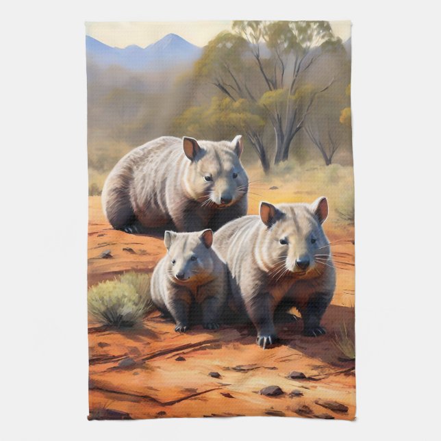 Paño De Cocina Trío de las salidas: Wombat Wanderers, (Vertical)