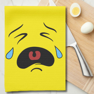 Paño De Cocina Triste llanto de cara Emoji graciosa