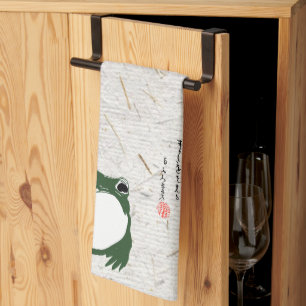 Paño De Cocina Triste sapo de rana japonesa del siglo XIX