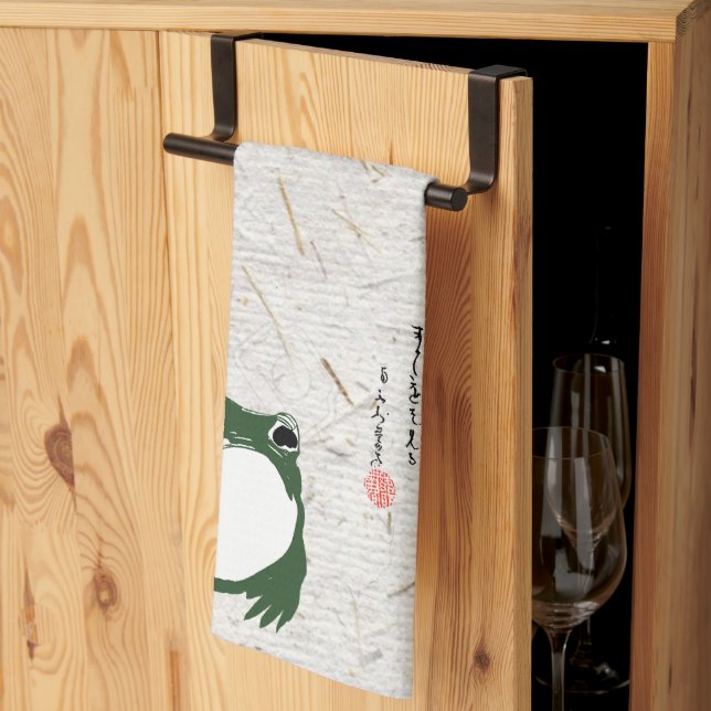 Paño De Cocina Triste sapo de rana japonesa del siglo XIX (Pliegue de tercios)
