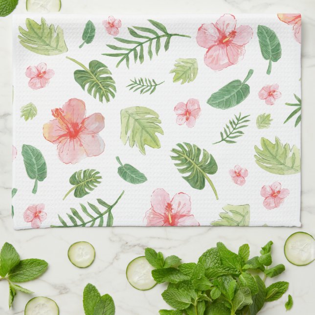 Paño De Cocina Tropical Floral Hawaiano (Doblado)