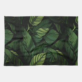 Paño De Cocina Tropical Green Leaves  Housewarming Gift