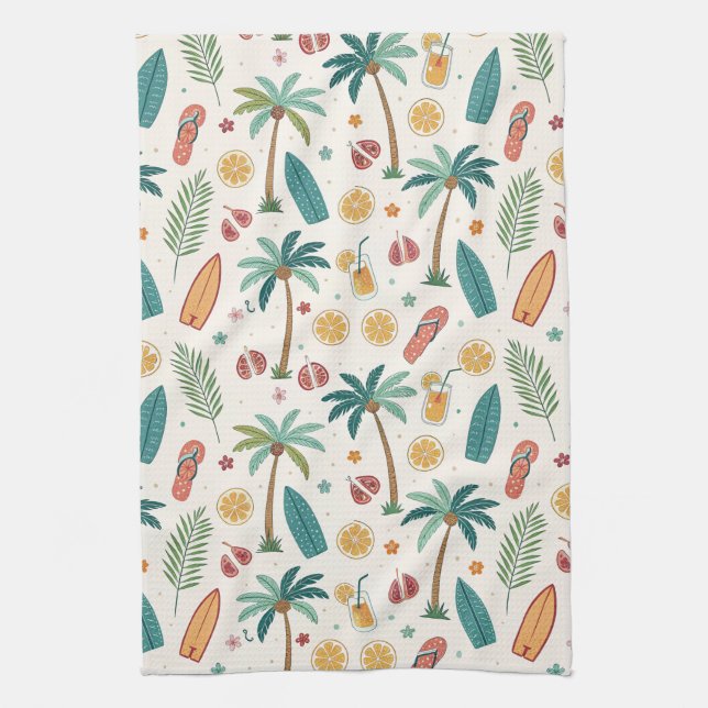 Paño De Cocina Tropical Summer Beach Pattern (1) (Vertical)