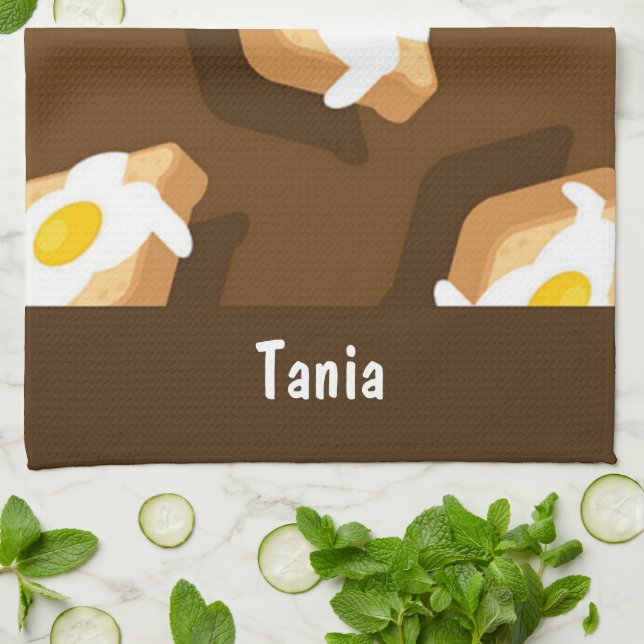 Paño De Cocina Trozo de pan con patrón de huevo (Doblado)