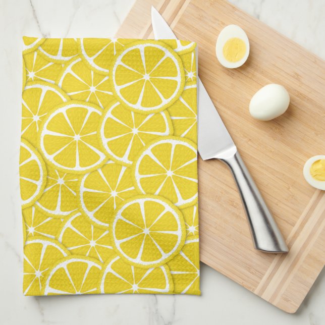 Paño De Cocina Trozos de lémones, amarillo y fruta (Doblado Cuarto)