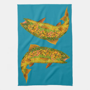 Paño De Cocina Trucha arco iris de hoja de lápiz 2