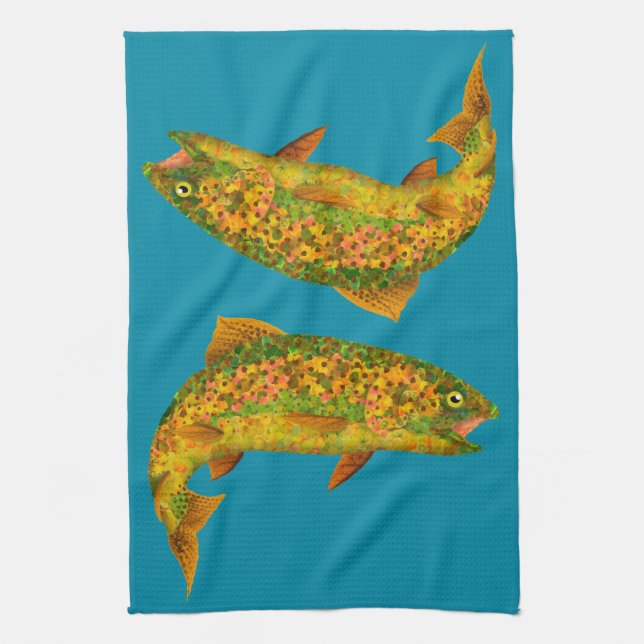 Paño De Cocina Trucha arco iris de hoja de lápiz 2 (Vertical)
