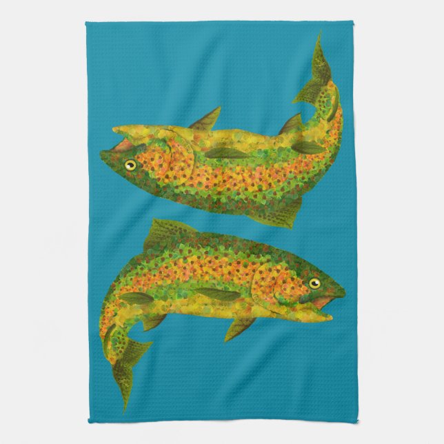 Paño De Cocina Trucha arco iris de hoja de lápiz 4 (Vertical)